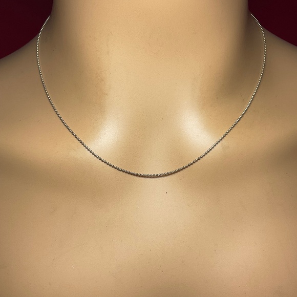 Vintage Sterling Silver AHM Small Beaded Necklace. 18 inches long - Picture 1 of 5